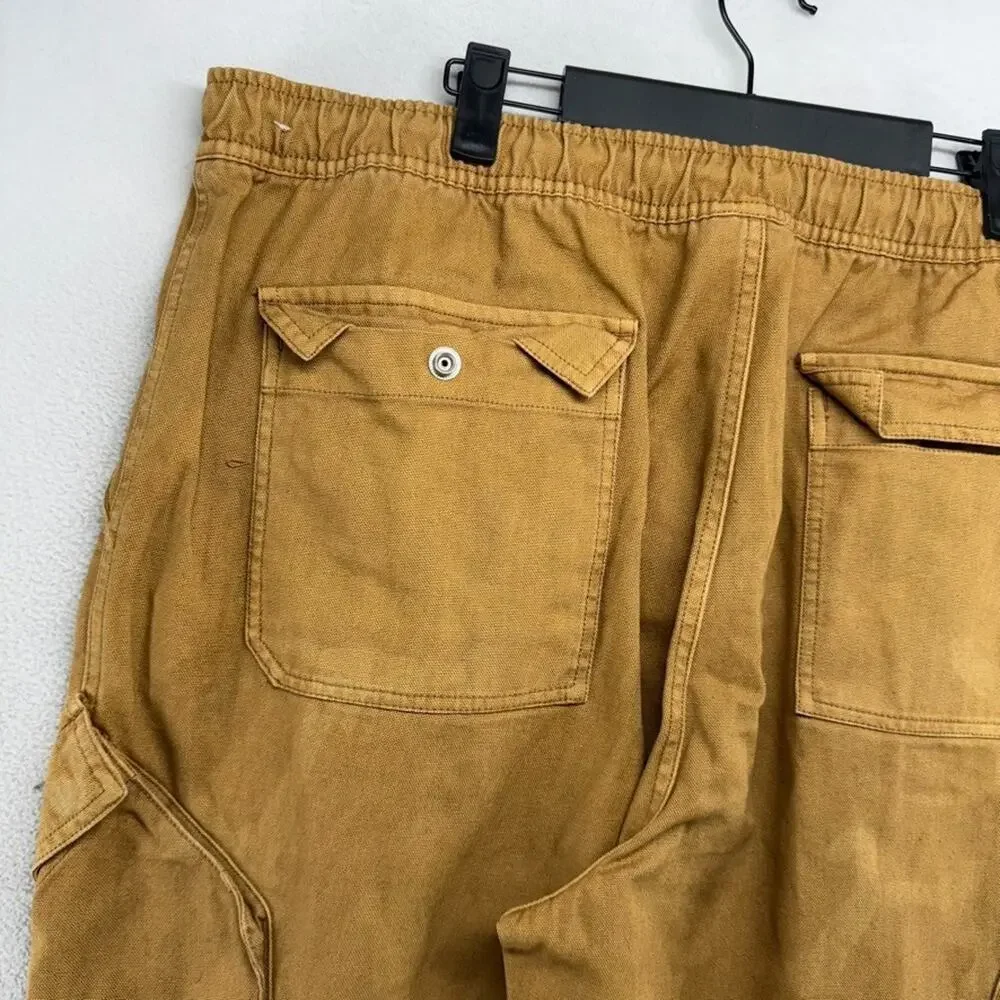 Jordan Pants Men's 2XL Brown Canvas Cargo Washed Chicago Elastic Waist Faded